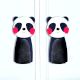 Handcrafted Acacia Wood Panda Fabric Handle Pair